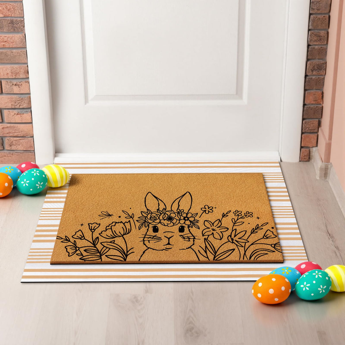 Tinideya two-piece Easter mat set for multiple doors