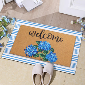Tinideya two-piece hydrangea mats set displayed for dual-door use.
