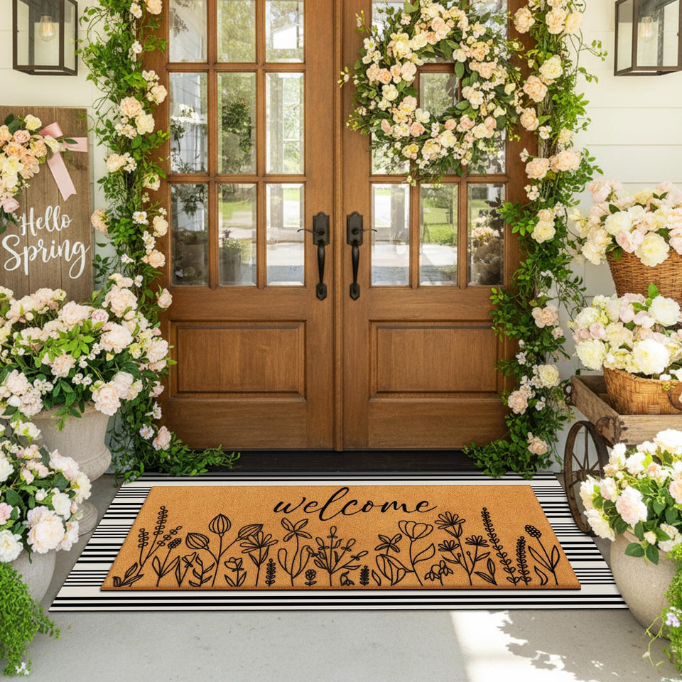 Tinideya wildflowers welcome mat adds front porch charm with a non-slip base.