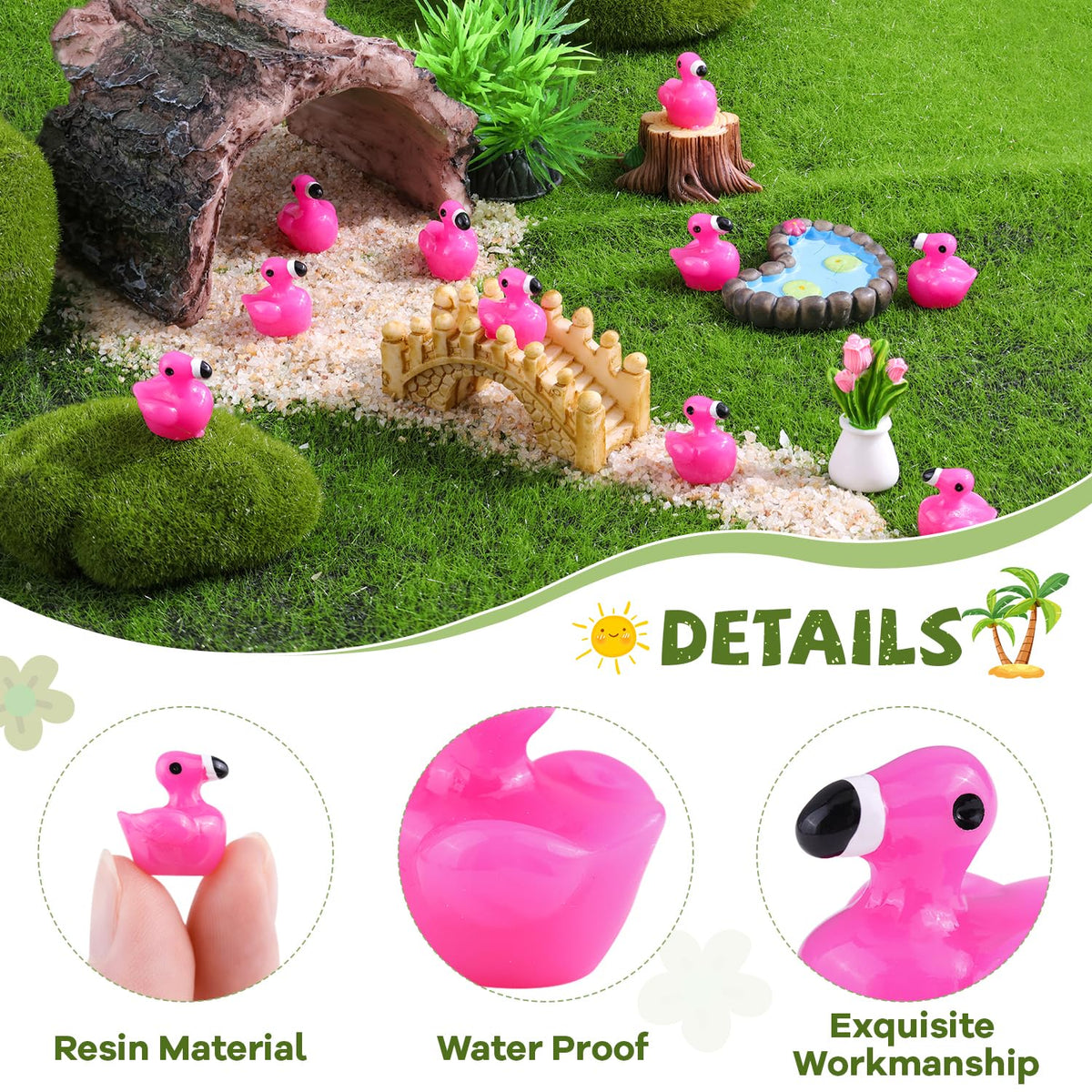 TINKRSTUFF glittery rose pink animal figures with intricate details for charming displays