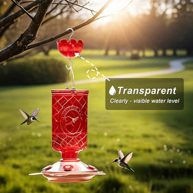Flower-design Tinlaviy ant moat attracts hummingbirds while blending with feeders.