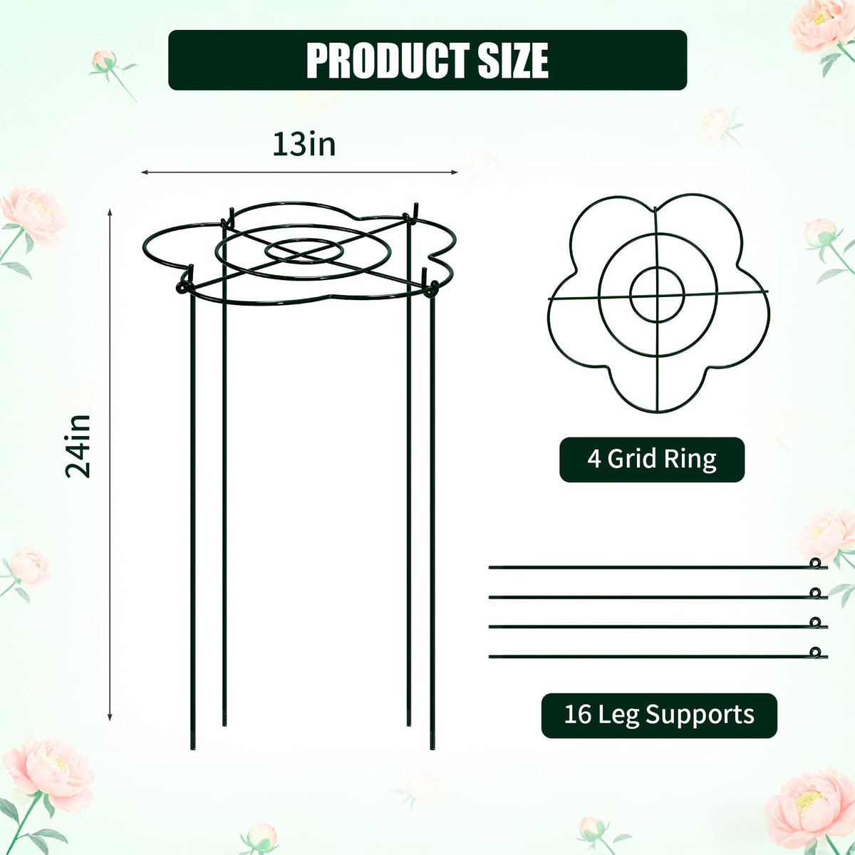 Tinrbip Peony Cages 13-inch diameter provides upright growth for lush blooms