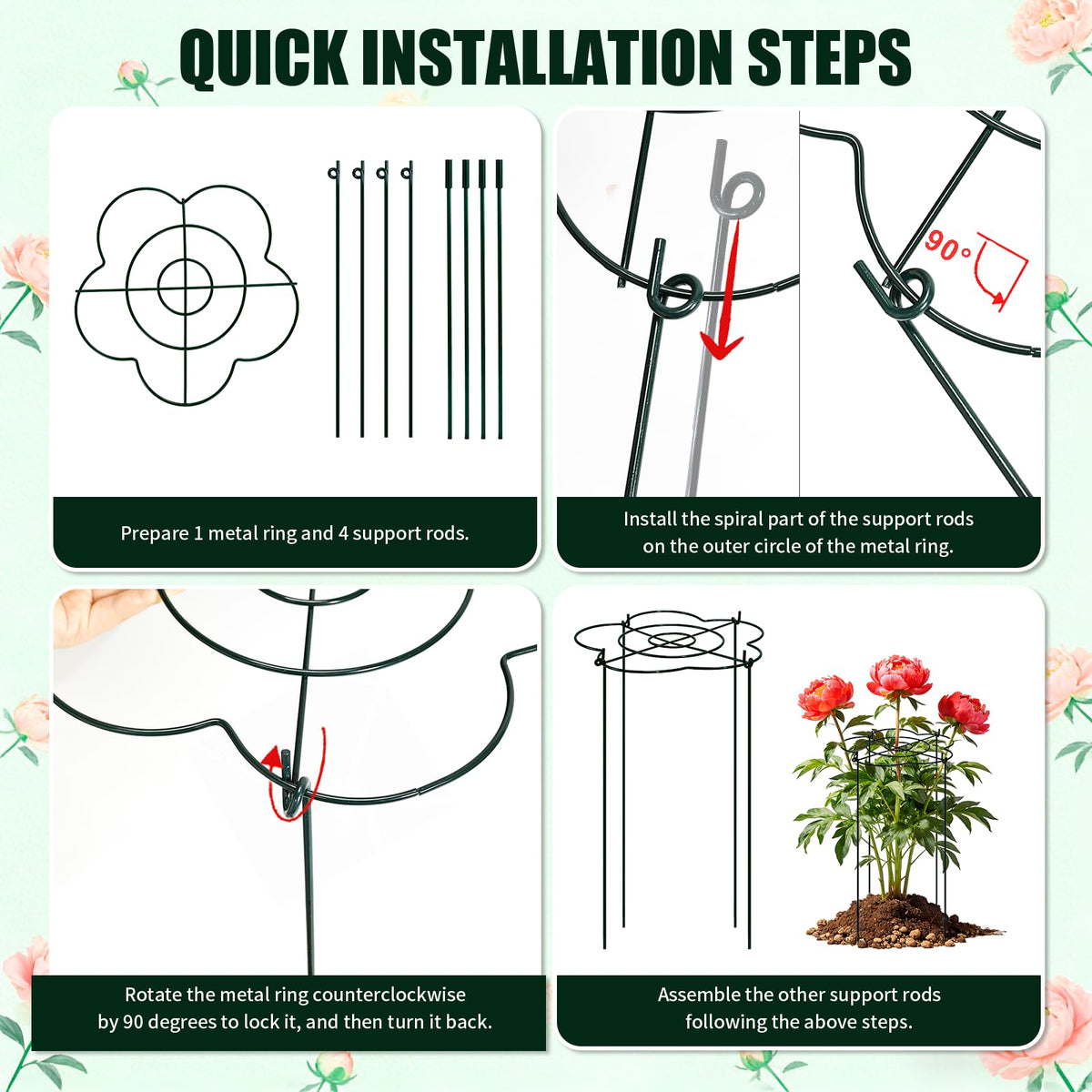 Tinrbip Peony Cages heavy-duty iron wire offers durable weather resistant structure