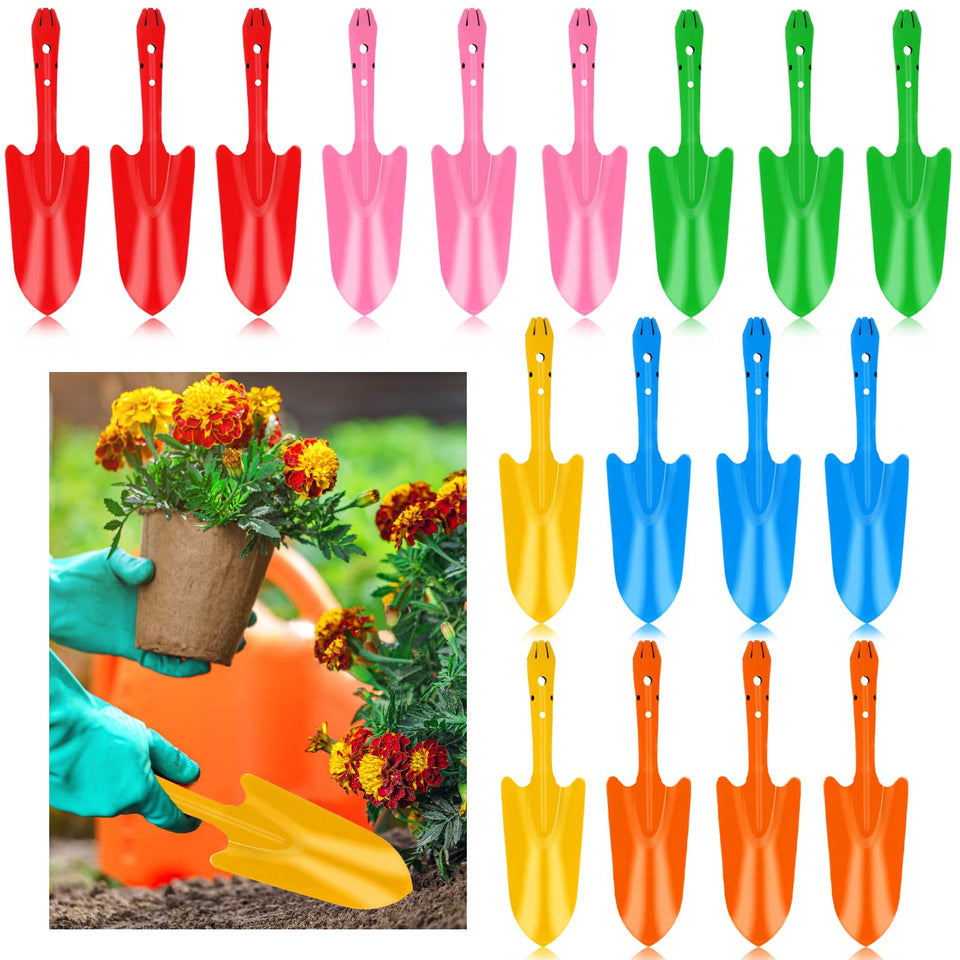 TINSKY 18-piece colorful garden shovels set with 11x3 inch size for versatile outdoor planting.