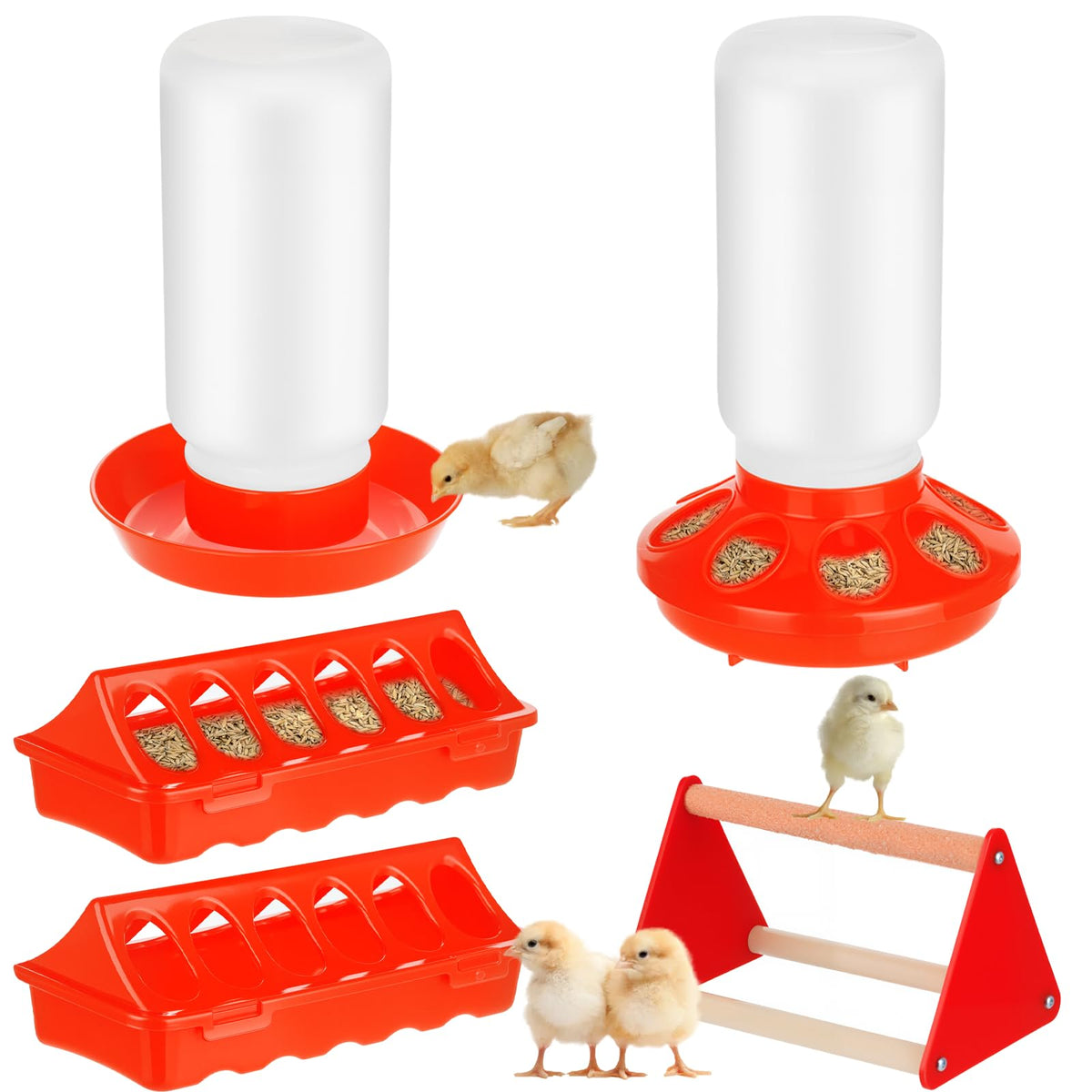 TINSKY 5-pack chick feeder and waterer set for clean, efficient brooders.
