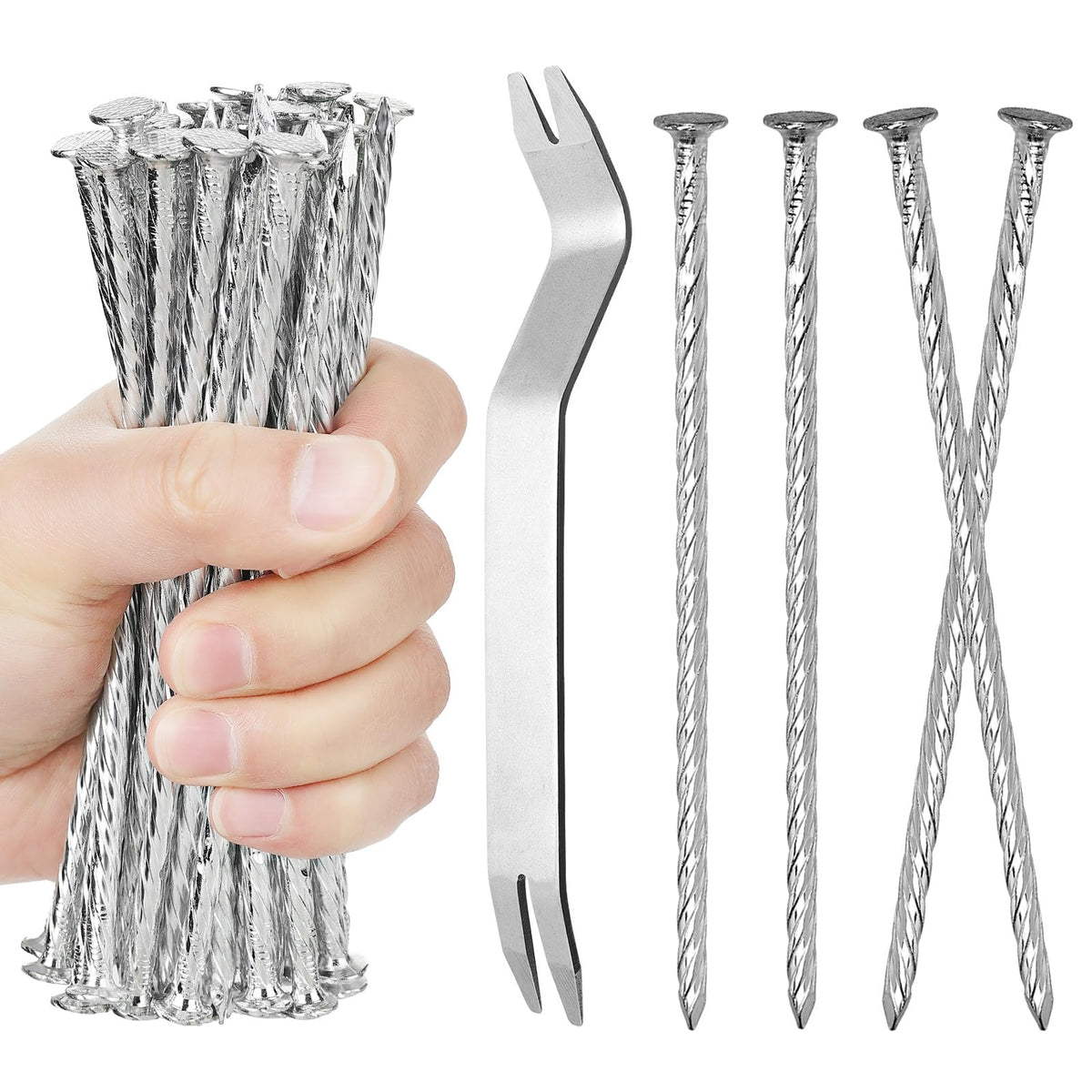 TINSKY 6 inch turf nails securing artificial grass for durable lawn installs