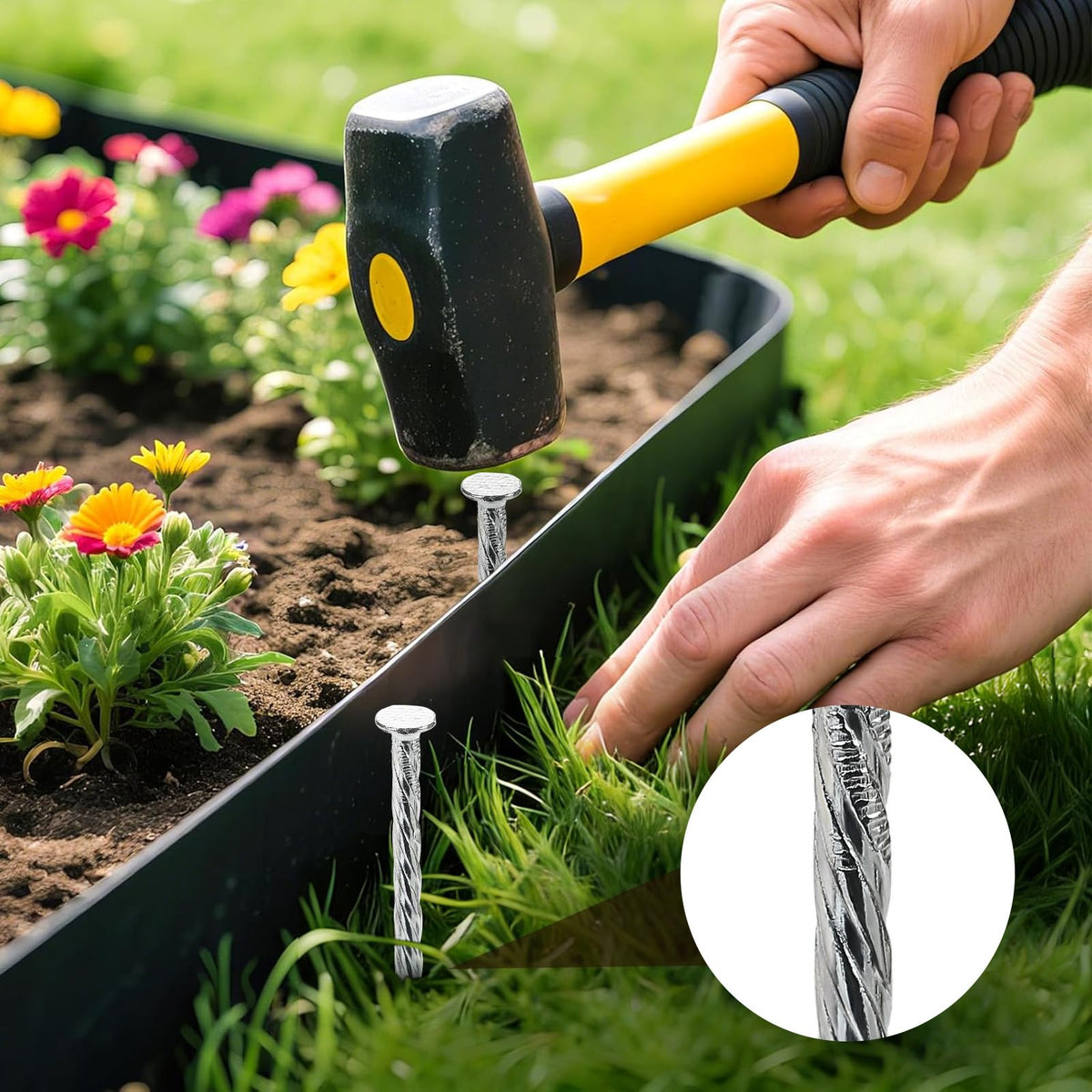 TINSKY galvanized spiral landscape stakes grip soil to resist wind and erosion