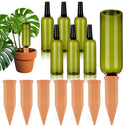 TINSKY 6 Sets Plant Watering Devices – Terracotta Spikes & 26 oz Green Bottles
