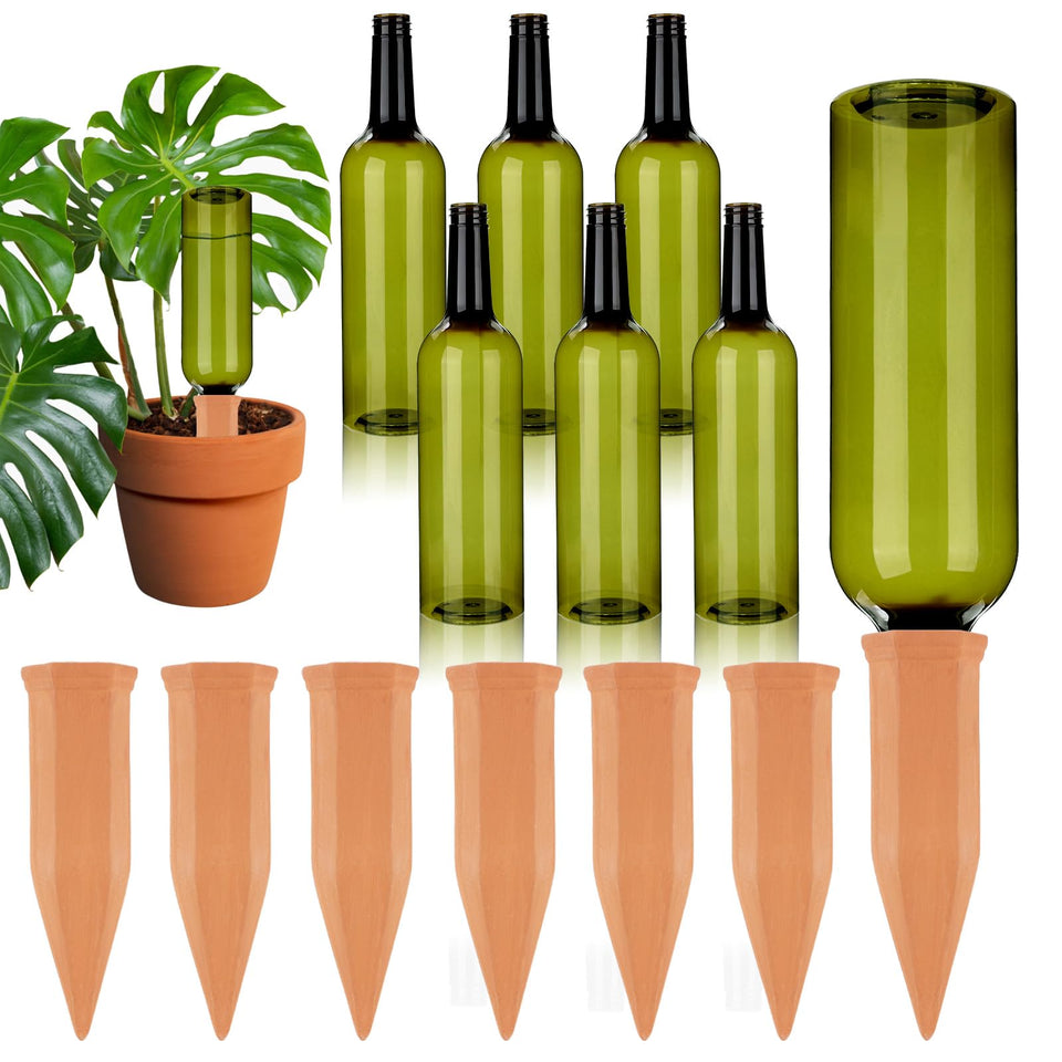 TINSKY terra-cotta watering spikes close-up showing long-lasting moisture release for houseplants.