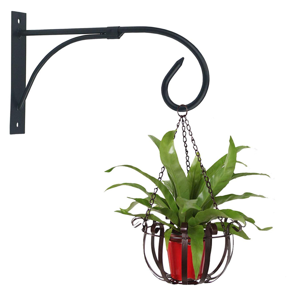 Tinsow wall hook suspends lantern, enhancing patio ambience