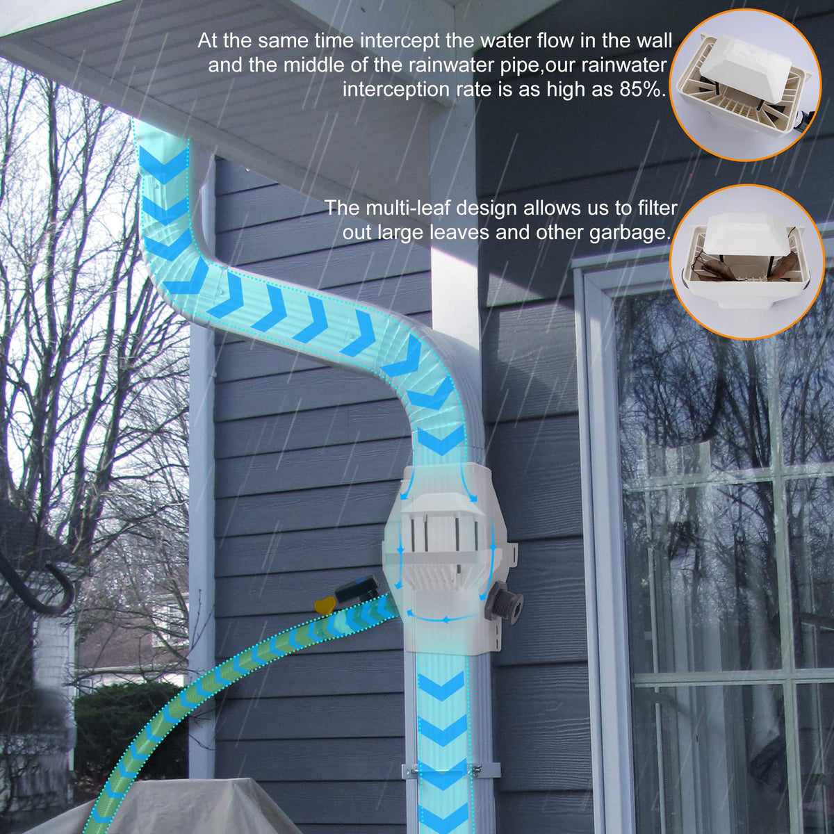 Tintsabo debris-filtering device keeps rainwater cleaner for storage.