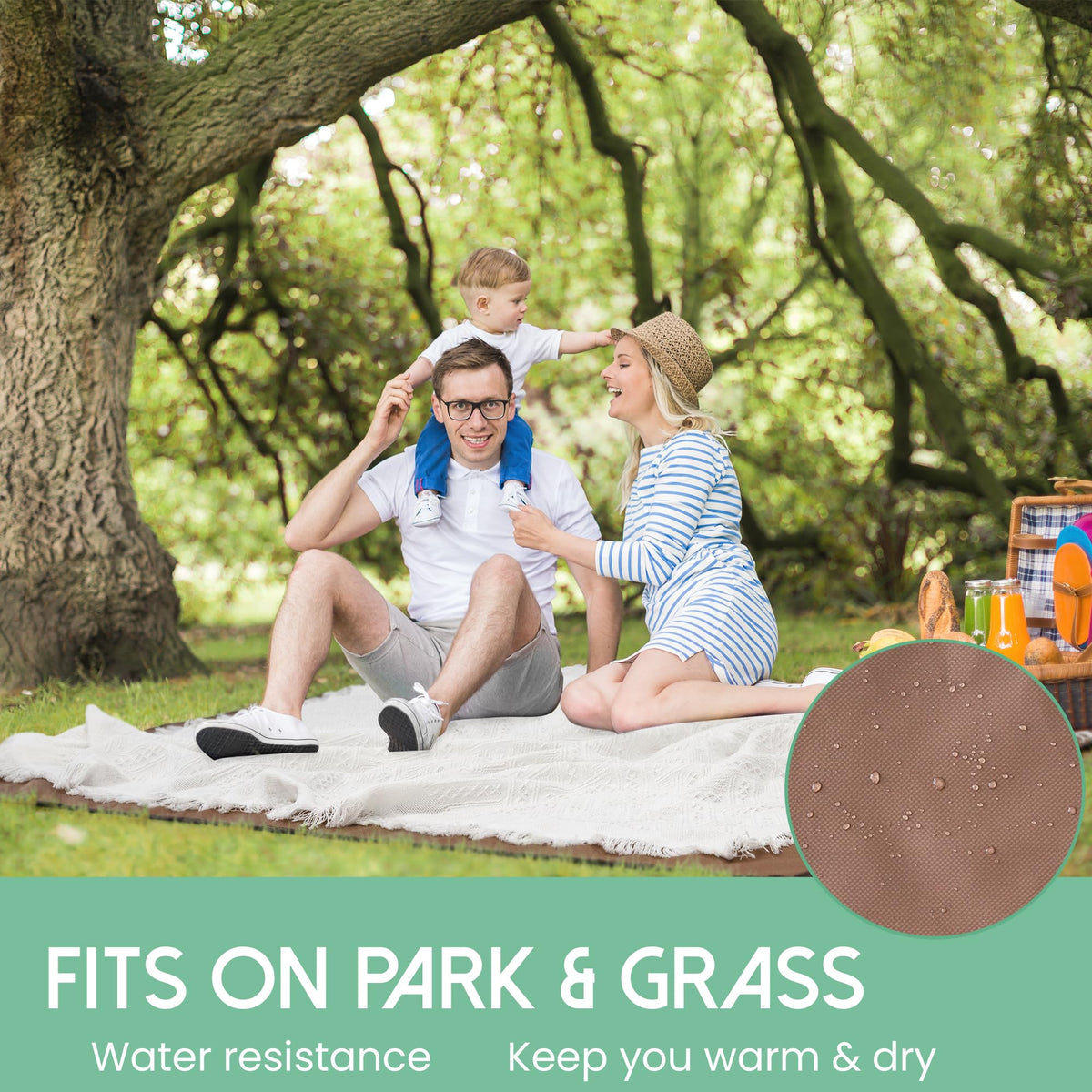 Tiny Land extra-large 71x71 inch blanket accommodates 4–6 people.
