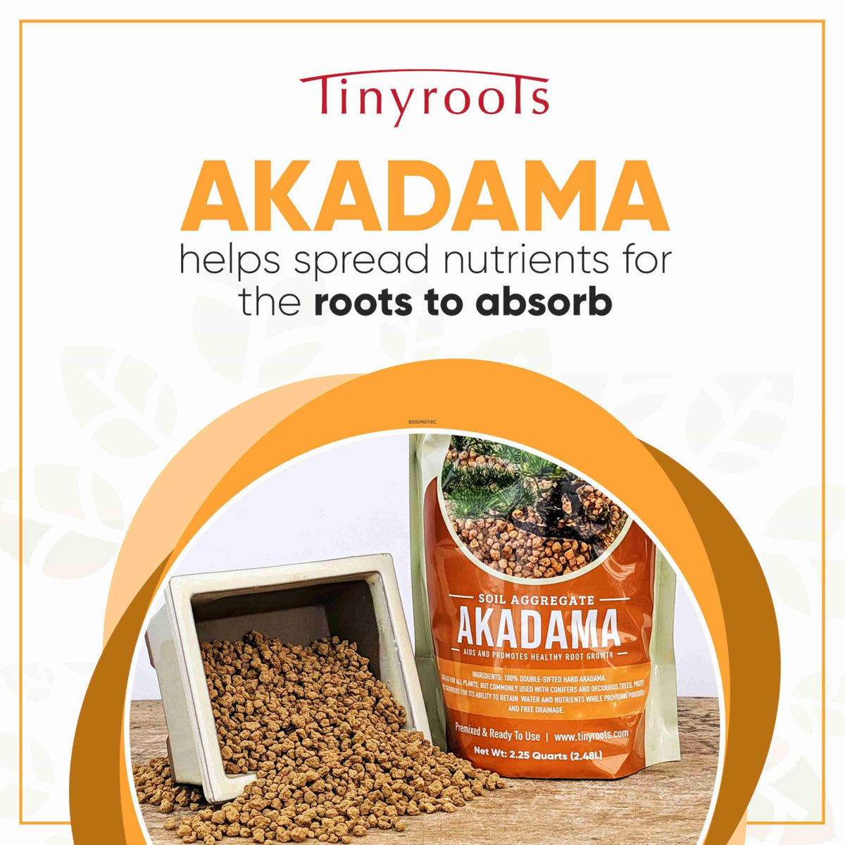 Close-up of Tinyroots Akadama soil granules, dust-free and ready to handle.