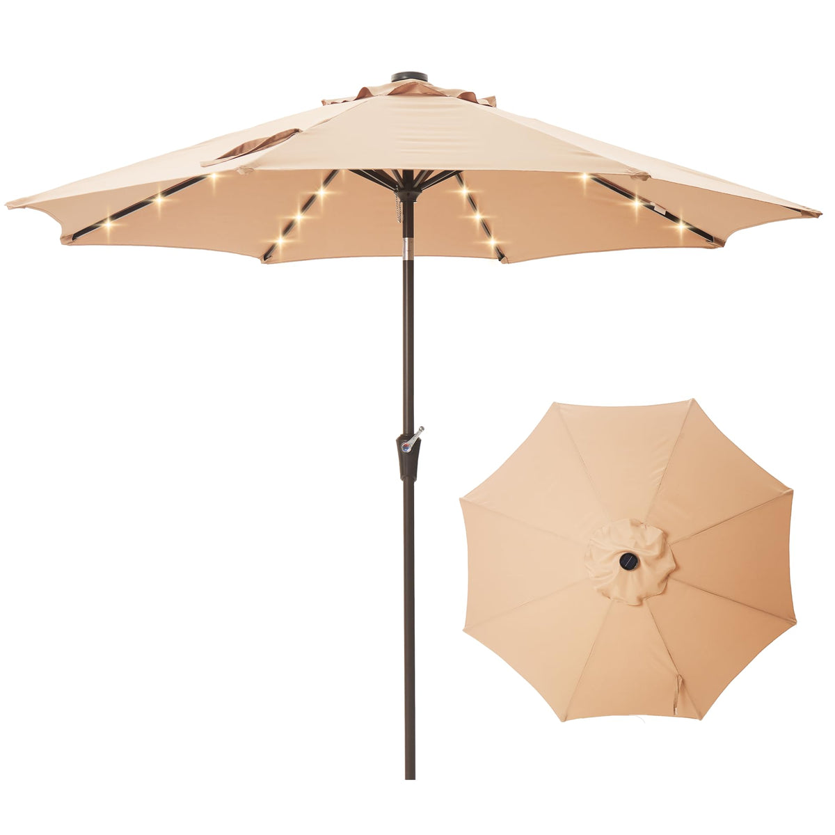 Tioline 9FT solar umbrella fabric close-up shows durable UPF50+ sun protection