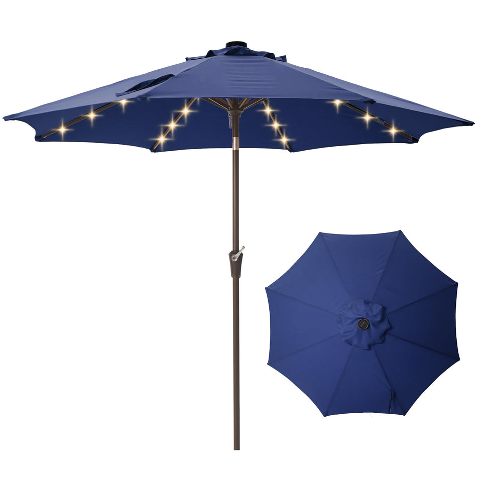 Tioline 9ft solar umbrella fabric closeup shows UPF50+ protection and fade resistance.
