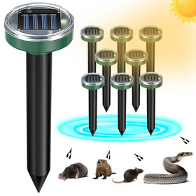 Tirgo 8-pack mole repellent solar panel detail protects lawns from burrowing pests