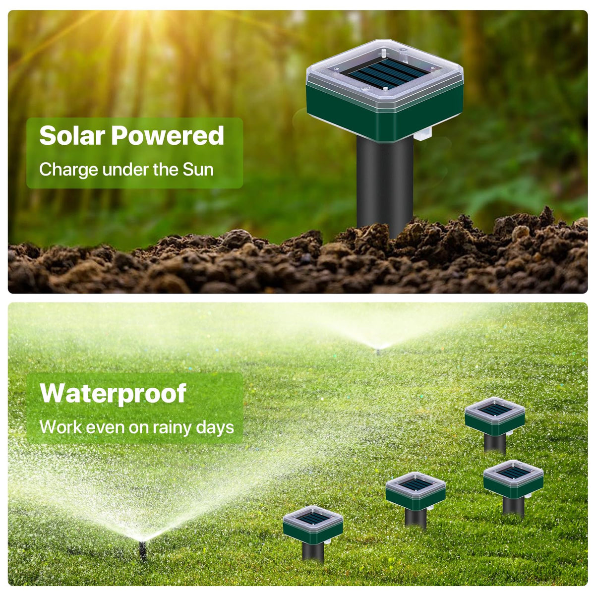 Tirgo waterproof sonic deterrent stake for year-round yard protection