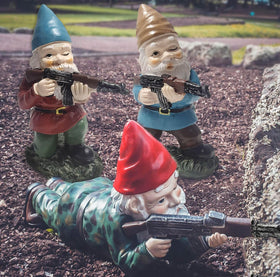 Tirifer 3 pack garden gnomes with gun add outdoor charm