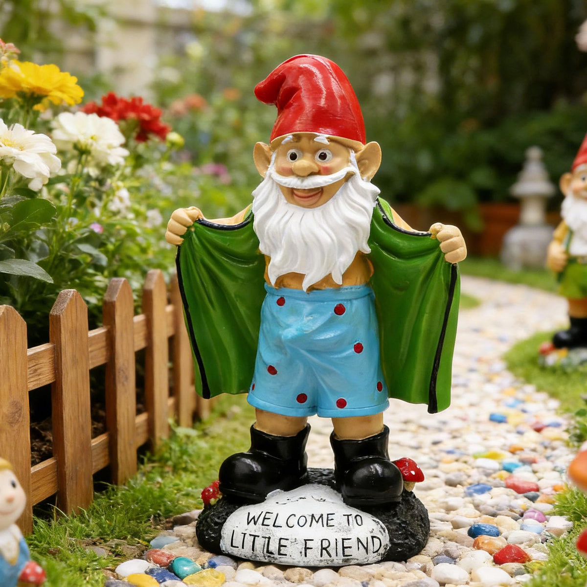 Tirifer 8.3-inch big garden gnome statue in outdoor yard for eye-catching whimsy