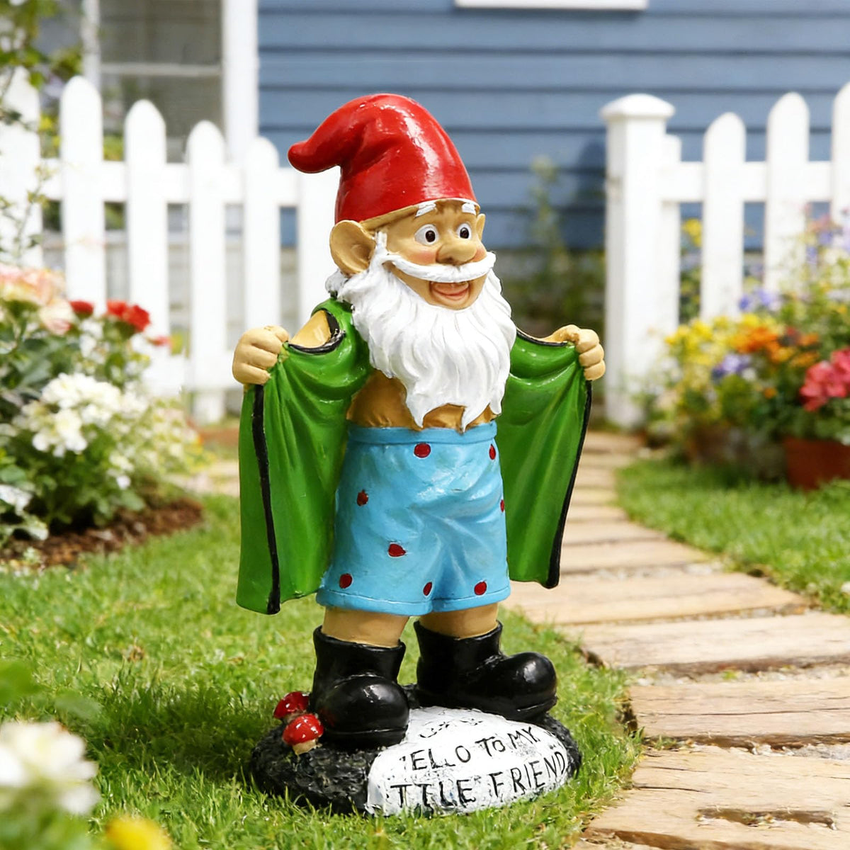 Tirifer garden gnome outdoors resin statue on lawn, durable sun protection