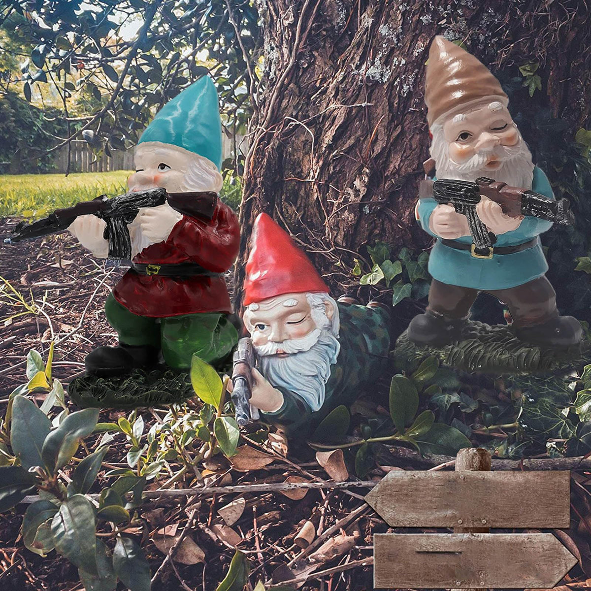Tirifer guard gnome military soldier figure enhances yard decor
