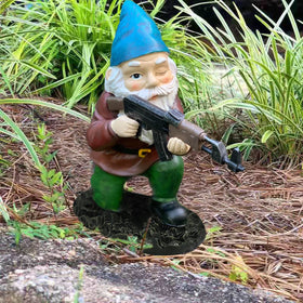 Tirifer military gnome statue designed for durability in outdoor spaces