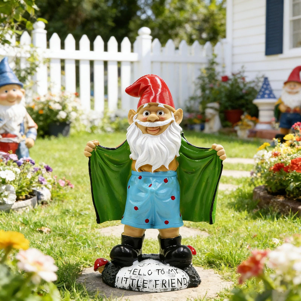 Tirifer resin gnome sculpture with detailed carving for home or yard