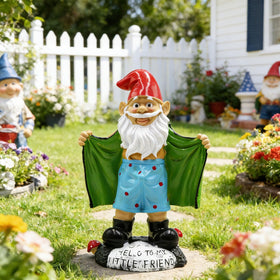 Tirifer resin gnome sculpture with detailed carving for home or yard