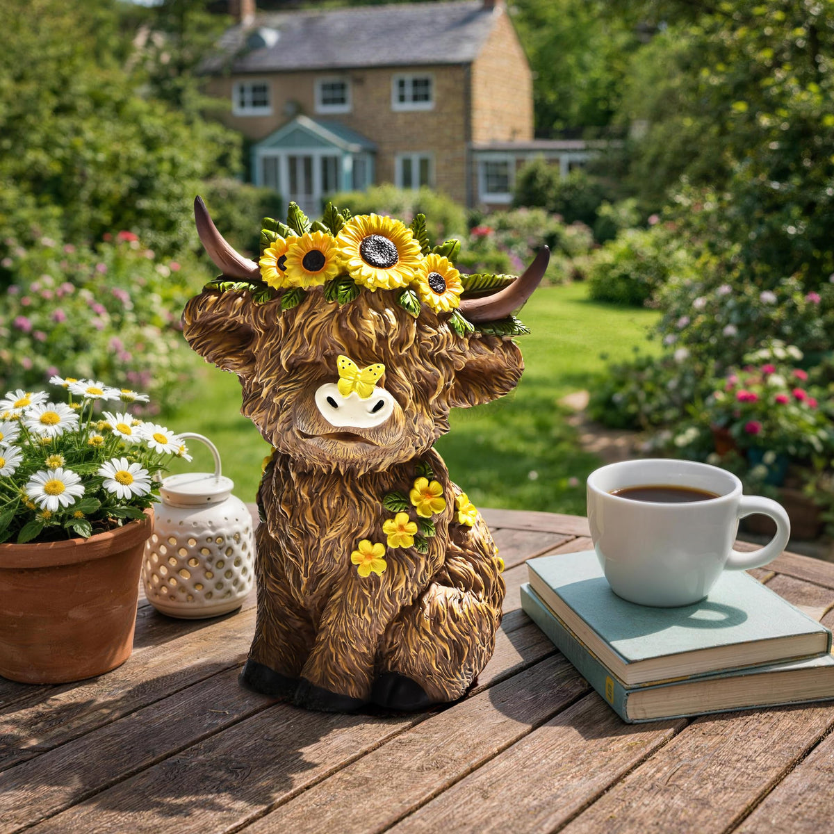 TISEJOY Highland Cow decor on a desk adds whimsy and charm.