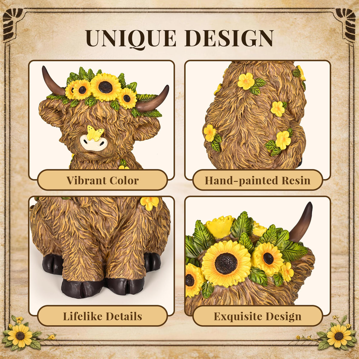 TISEJOY Highland Cow garden statue makes a thoughtful gift.
