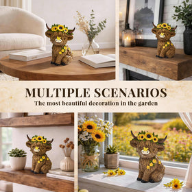 TISEJOY Highland Cow decor on windowsill brightens indoor space.