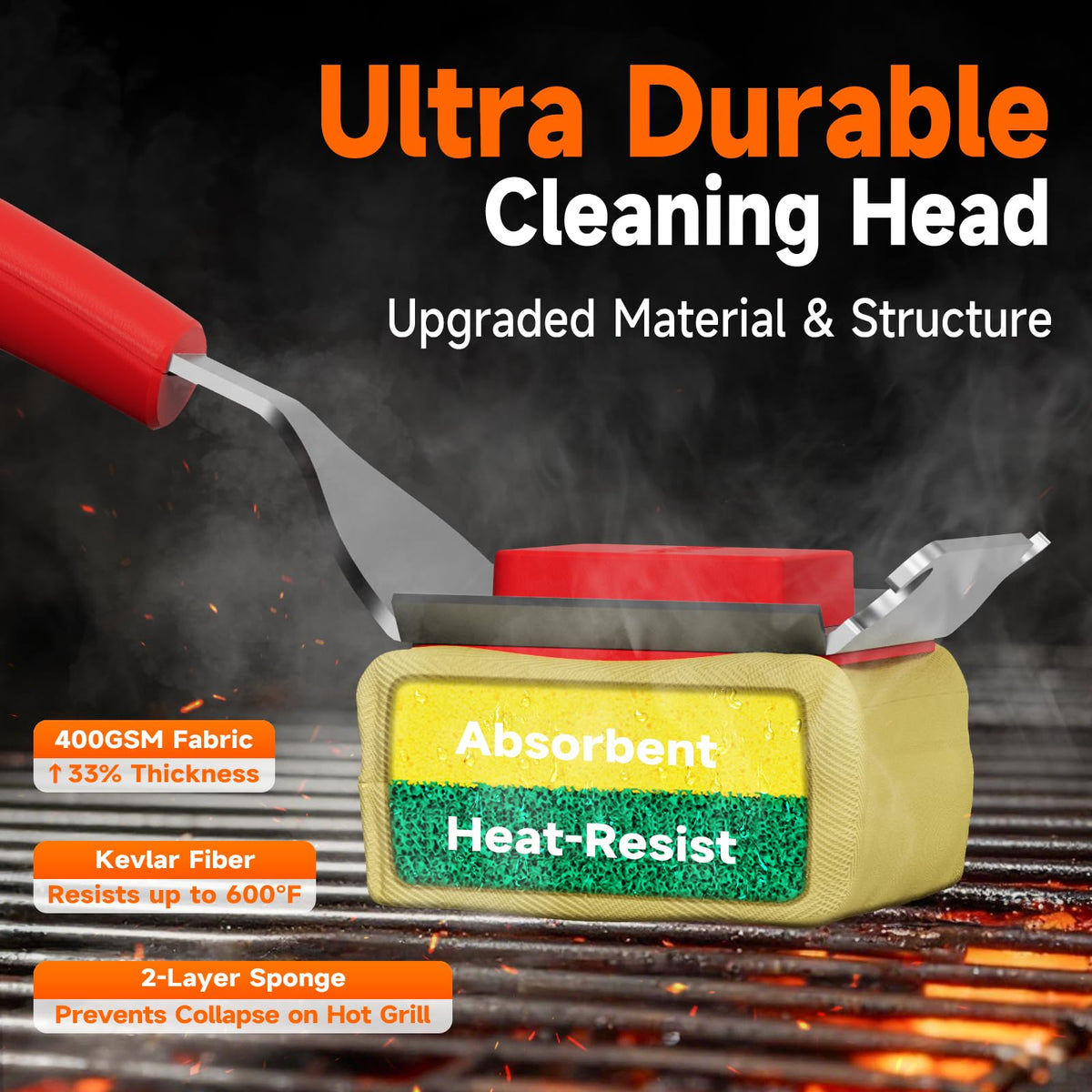 TISHI HERY Kevlar fiber brush head withstands heat for durable cleaning