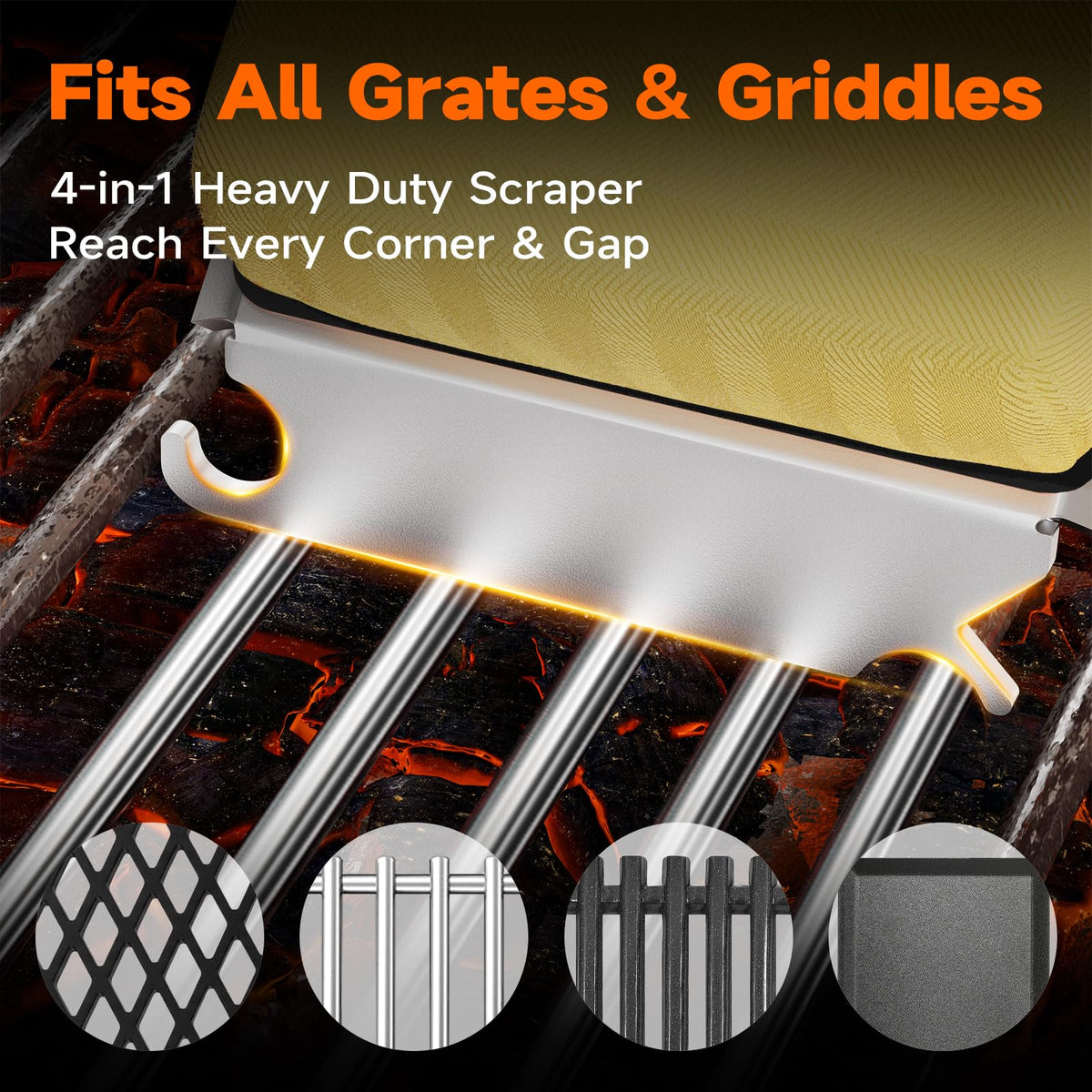 TISHI HERY reach corners and gaps cleanly with the scraper’s notches
