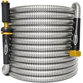 Titan Garden Hose corrosion-resistant shell protects against rust and wear.