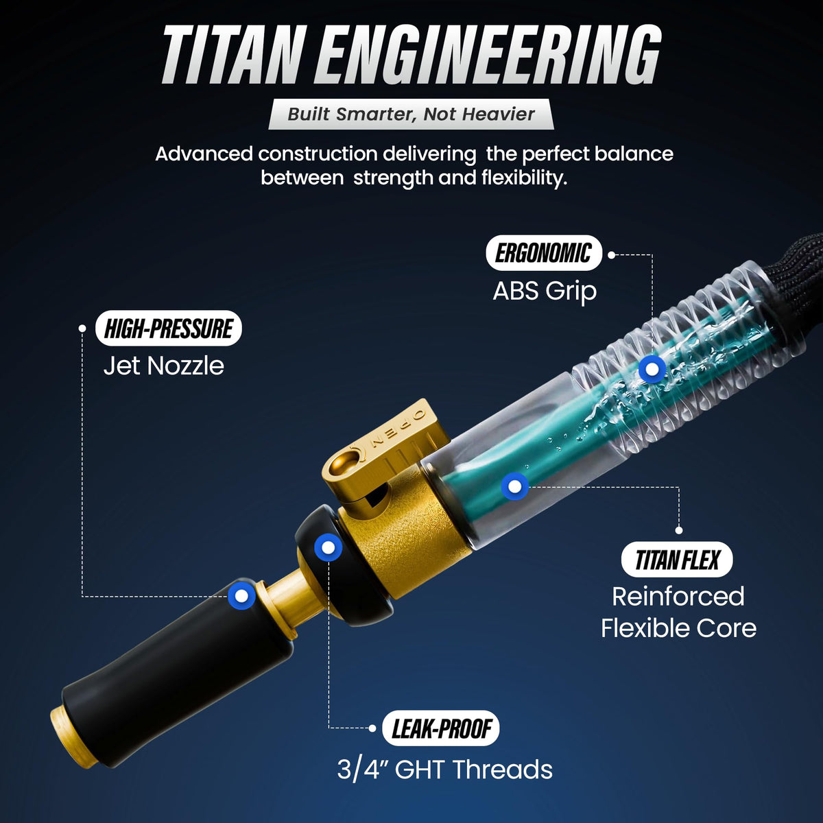 Titan Garden Hose flex core offering durable yet soft tubing