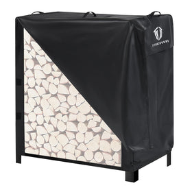 TitanCovers 4ft firewood cover top handles for easy placement and quick adjustments.