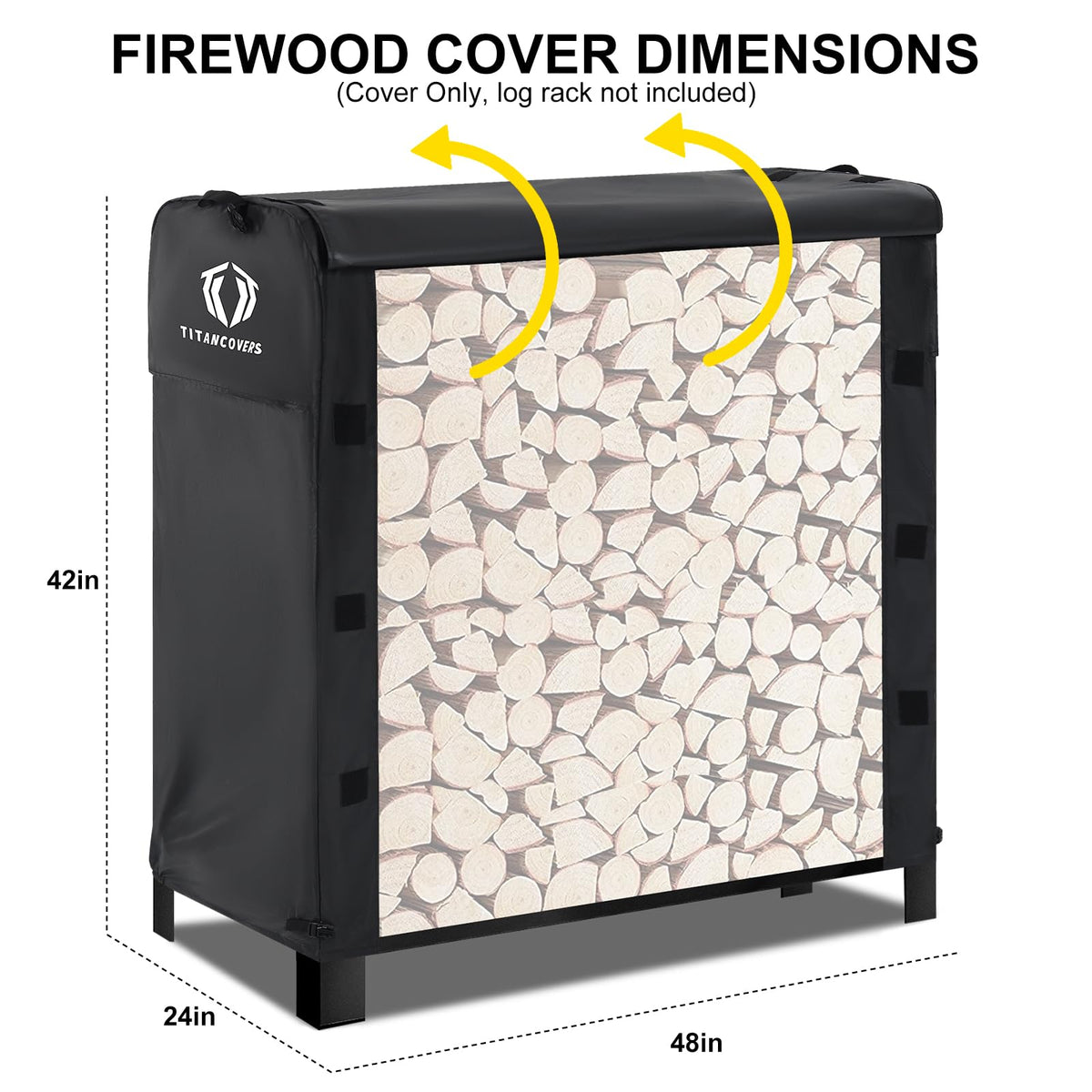 TitanCovers firewood cover middle handle helps shake off rainwater after rainfall.