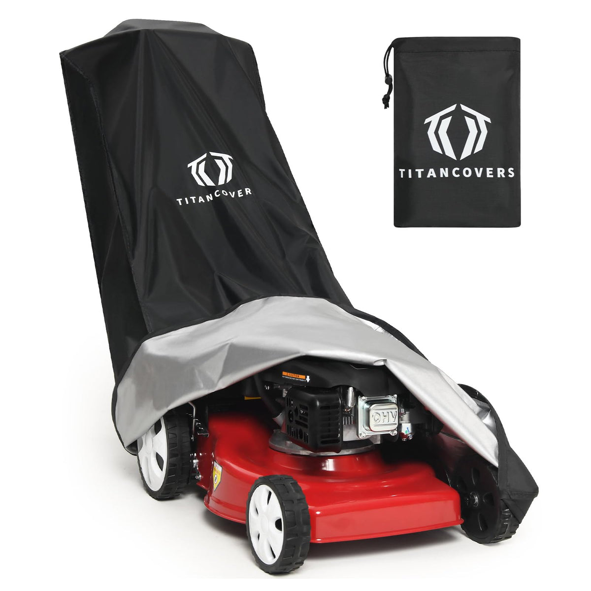 TitanCovers lawn mower cover PA coating close-up for rain protection