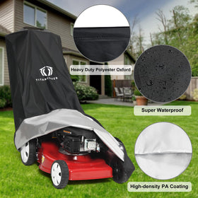 TitanCovers waterproof PA coating protects mower from rain and sun