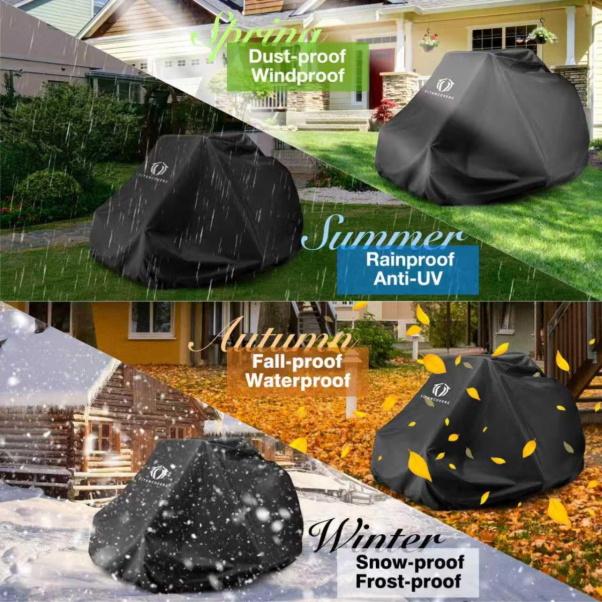 Titancovers durable 600D fabric resists tearing for long lasting mower protection.