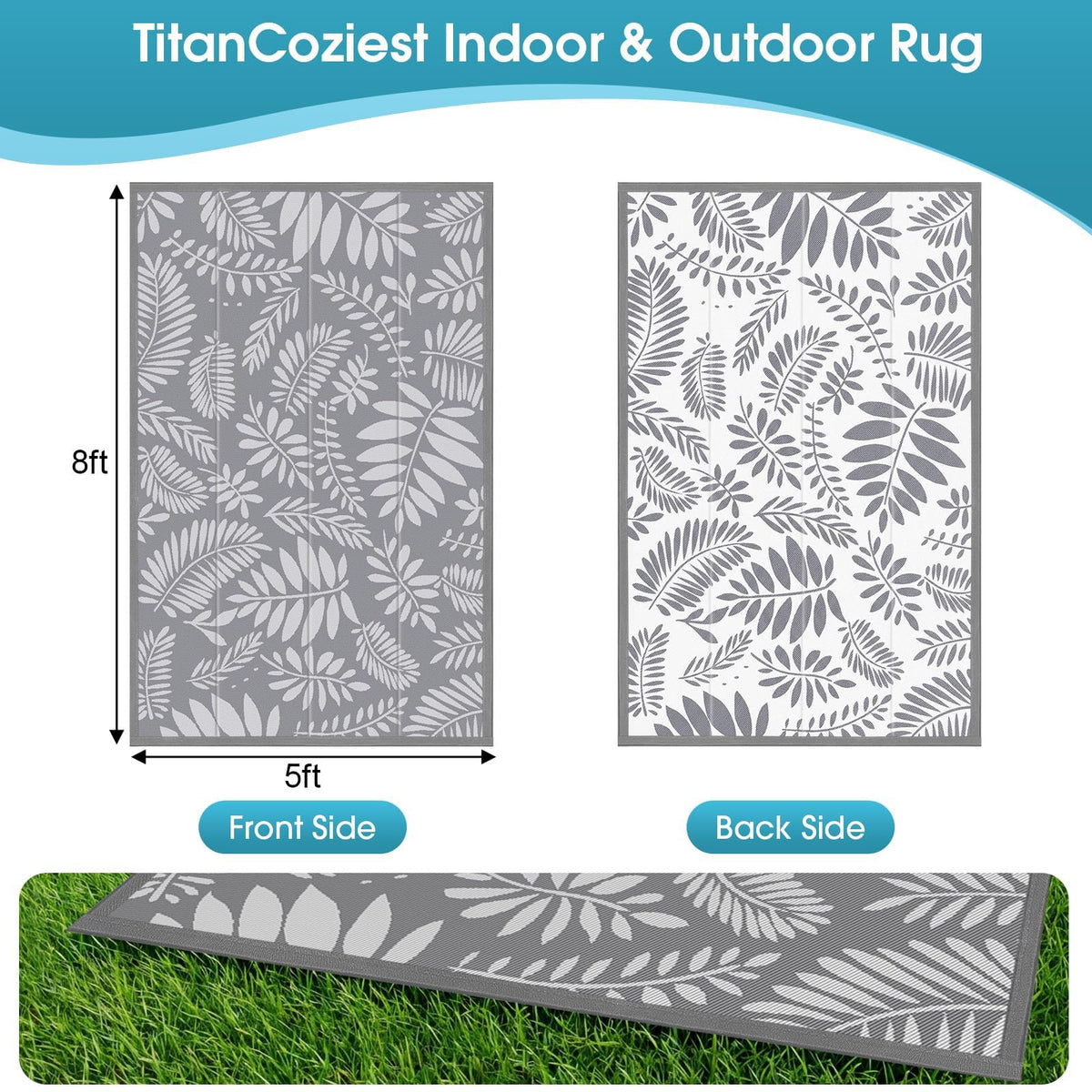 TitanCoziest easy-clean-drying outdoor rug cleans quickly after spills.