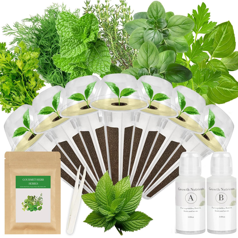 TitaniX gourmet herb seed pod kit with seven varieties for indoor hydroponics.