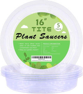 TITE 5-pack clear plant saucer top view protects floors while displaying decorative pots.