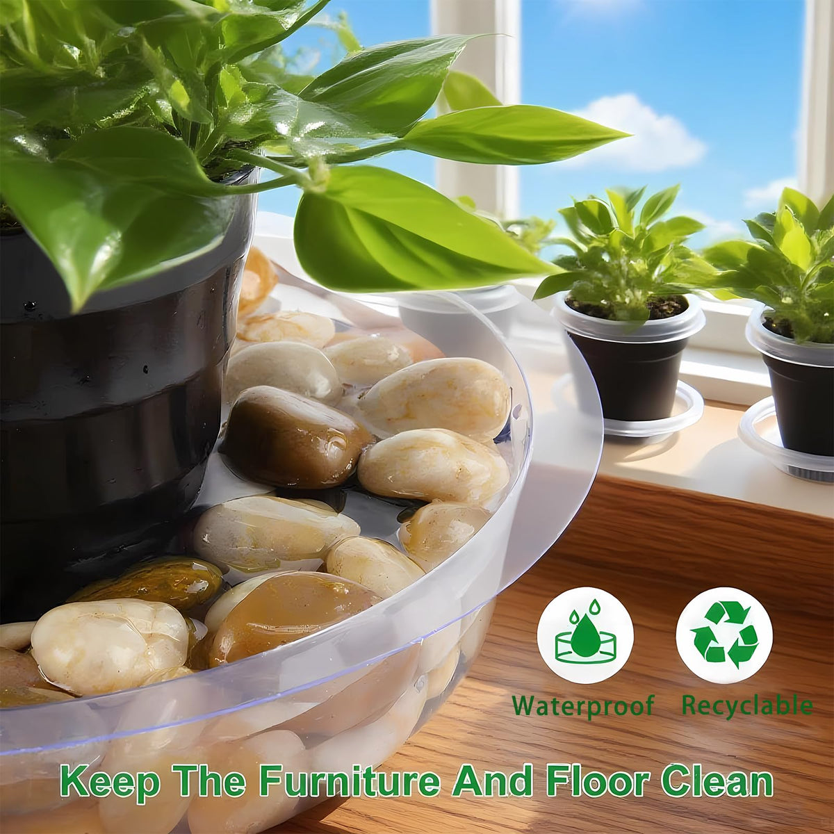 TITE heavy-duty PVC plant saucer side view emphasizes durability and long-term use.