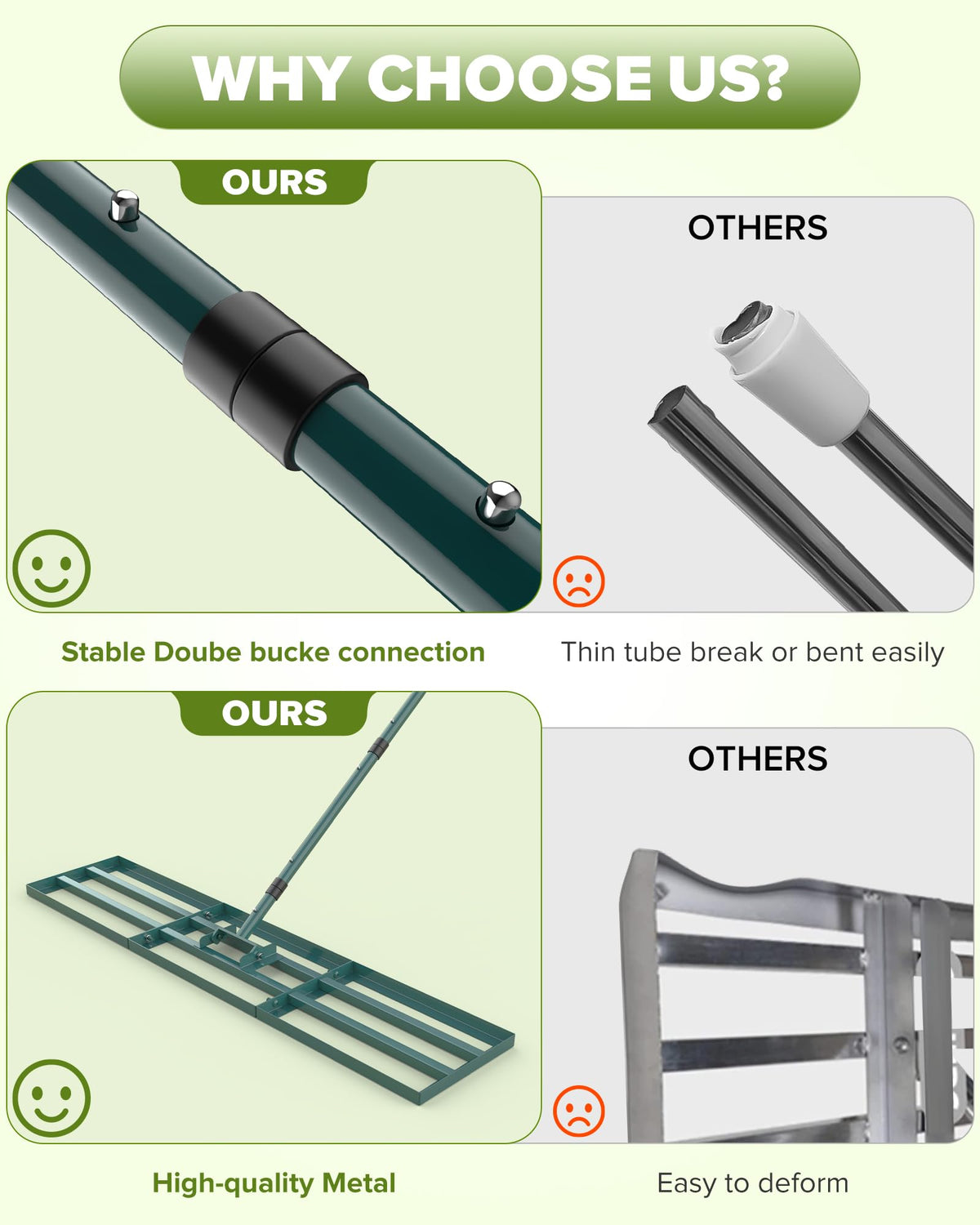 TITECK garden rake steel frame stands up to tough outdoor tasks
