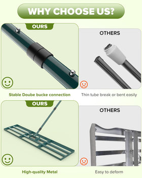 TITECK garden rake steel frame stands up to tough outdoor tasks