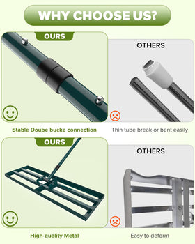 TITECK rake shown from side view for easy soil leveling