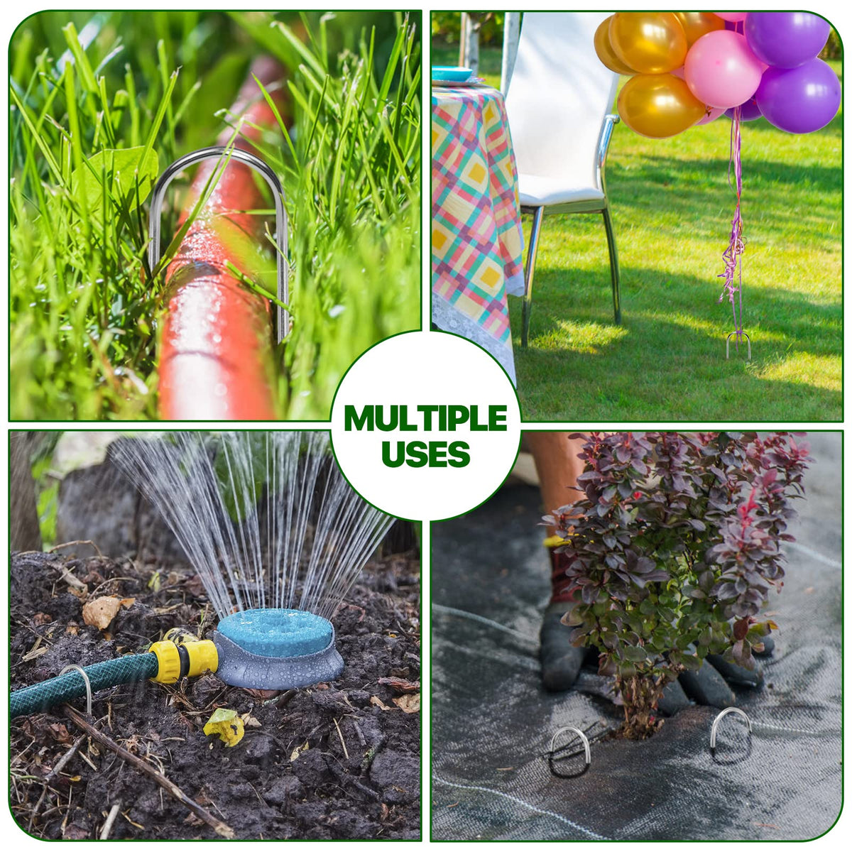 TiTifield U-shape stakes secure landscape fabric and weed barriers