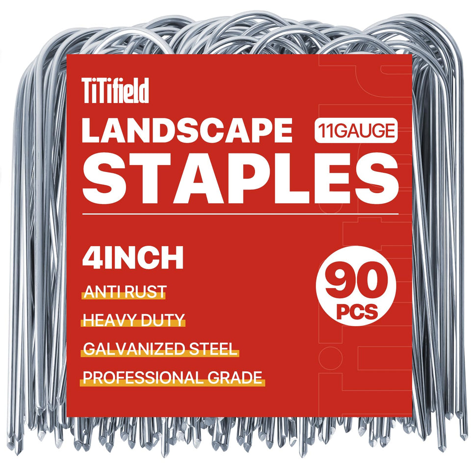 TiTifield U-shape stakes 4 inch 11 gauge galvanized for strong ground anchoring.