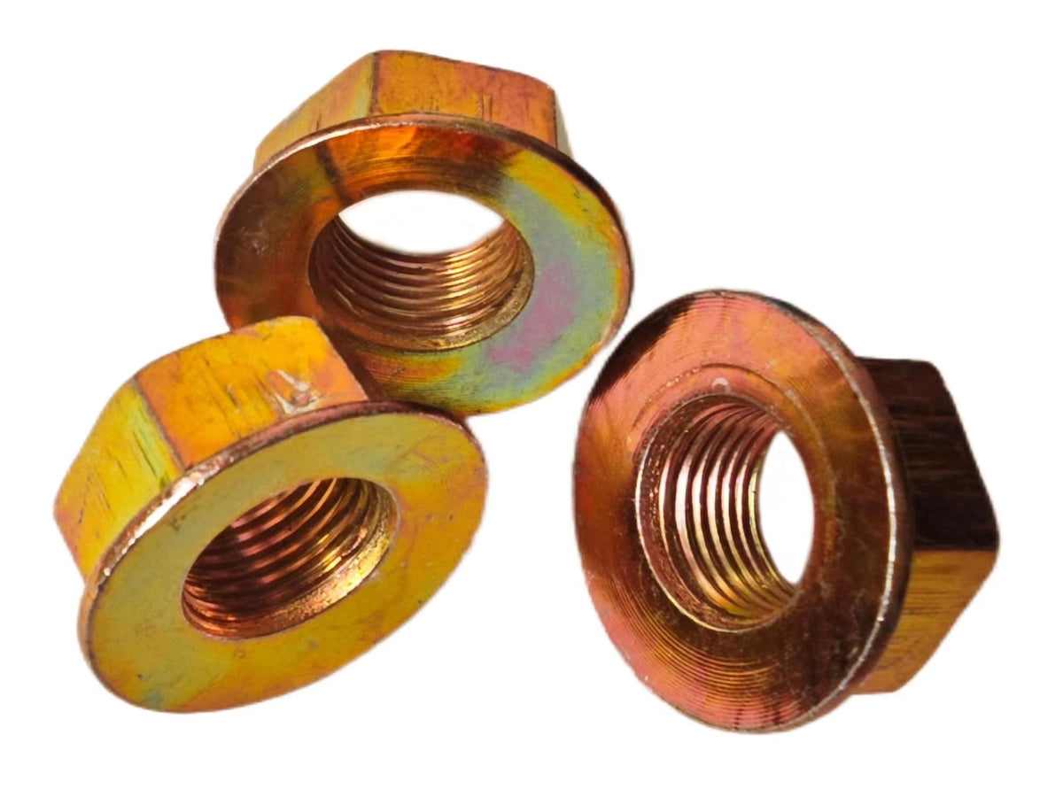Flanged spindle nut with 5/8 inch thread for durability